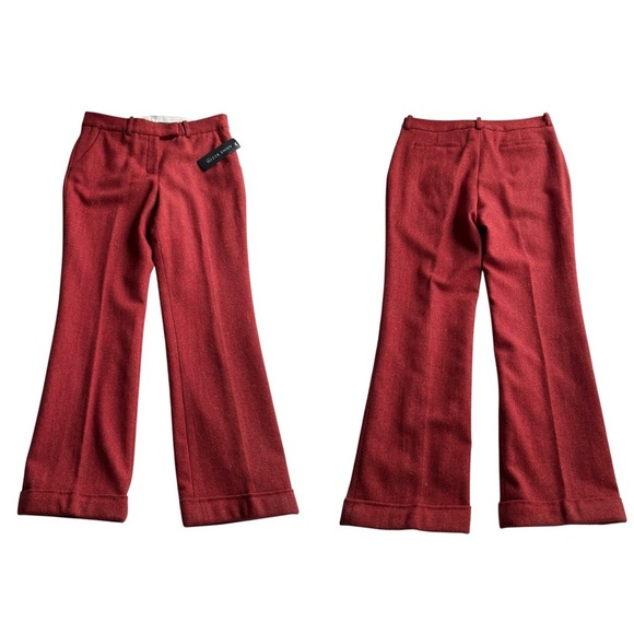 Anne Klein 2Pc Pant Suit Blazer Jacket Faux Fur Wool Blend Red Orange Size 8 NWT - Picture 15 of 16